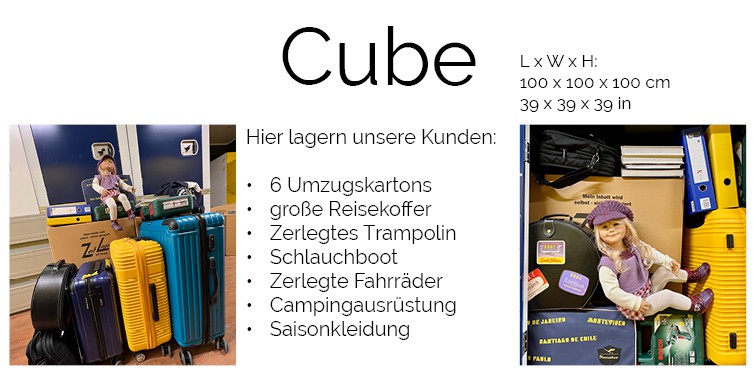 Self Storage Größe Cube bei ZeitLager City